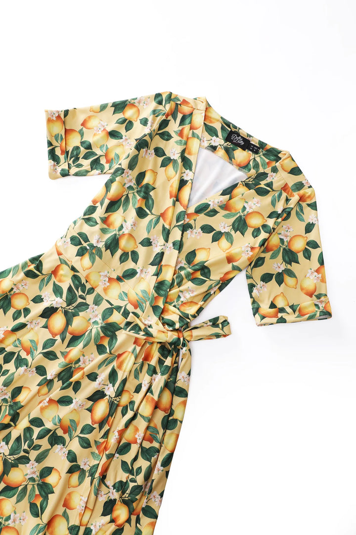 PREORDER - Matilda Yellow Lemon Wrap Dress - Expected dispatch date 1st of July