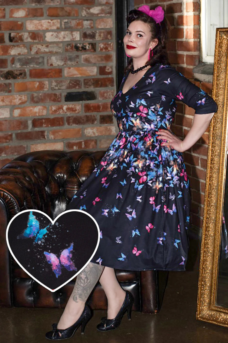 Billie Black Butterfly Swing Dress - Preorder for dispatch 4th September