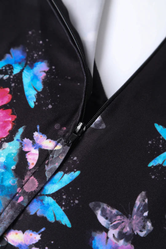Billie Black Butterfly Swing Dress - Preorder for dispatch 4th September