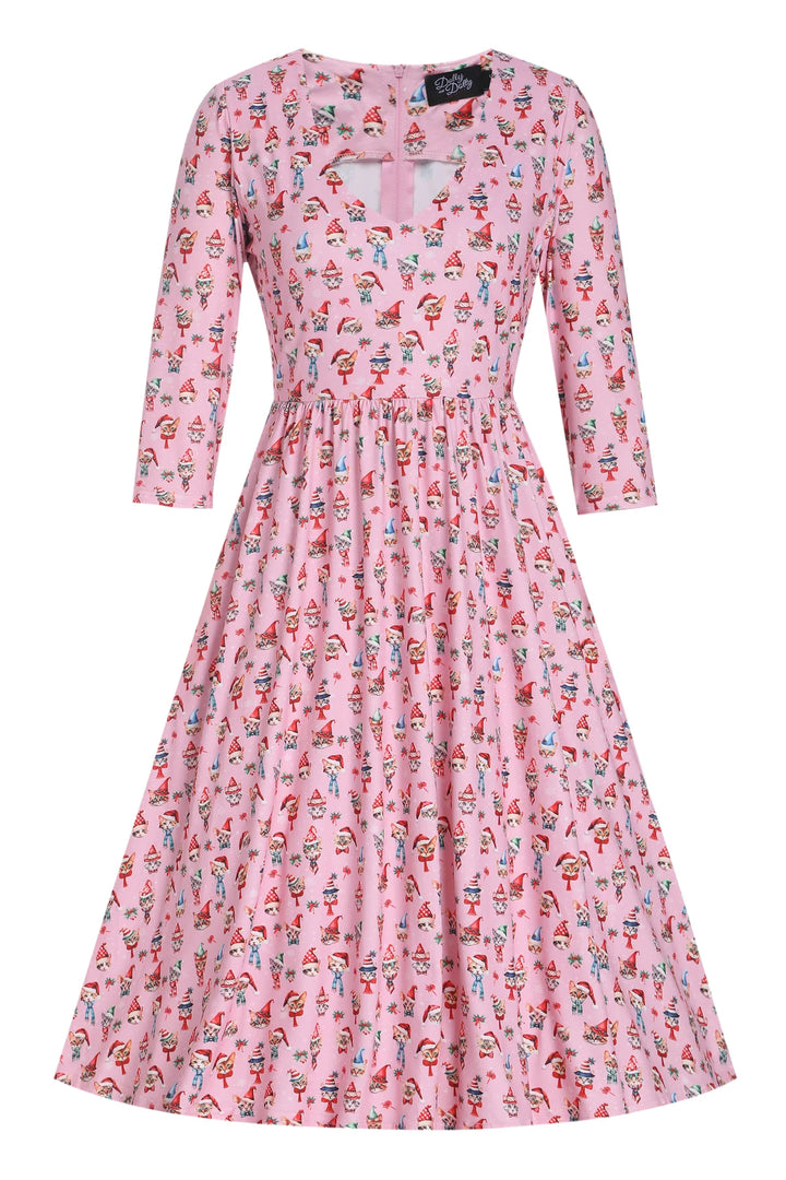 PREORDER - Billie Pink Christmas Cat Dress - Estimated dispatch 30th of October