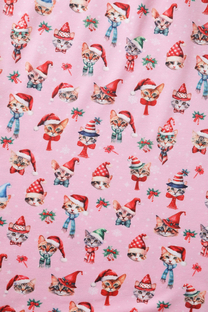 PREORDER - Billie Pink Christmas Cat Dress - Estimated dispatch 30th of October
