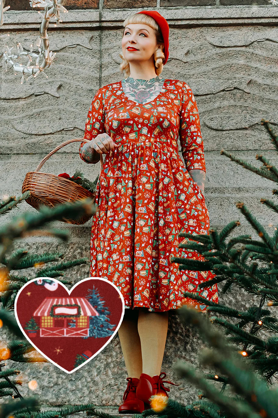 PREORDER - Billie Red Christmas Fair Dress - Estimated dispatch 30th of October