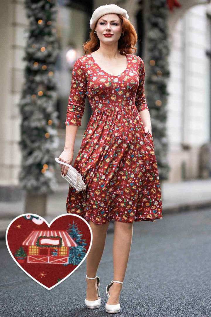 PREORDER - Billie Red Christmas Fair Dress - Estimated dispatch 30th of October