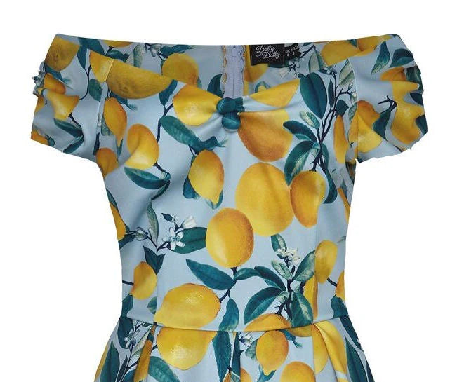 PREORDER - Lily Blue Lemon Print Swing Dress - Expected dispatch date 1st of July