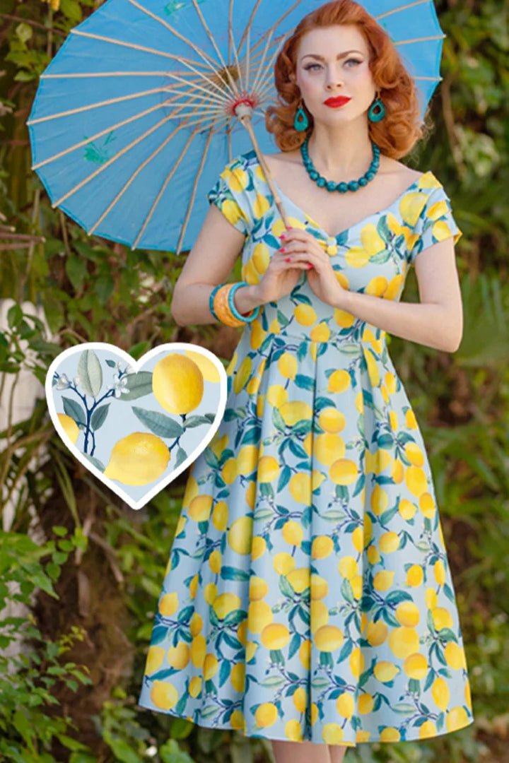 PREORDER - Lily Blue Lemon Print Swing Dress - Expected dispatch date 1st of July