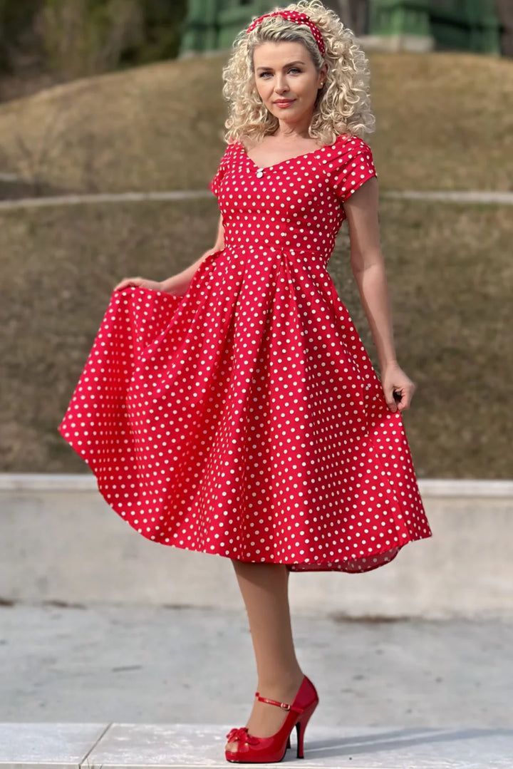 PREORDER - Lily Dress in Red Polka - Estimated dispatch 30th of October
