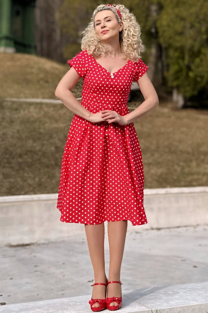PREORDER - Lily Dress in Red Polka - Estimated dispatch 30th of October