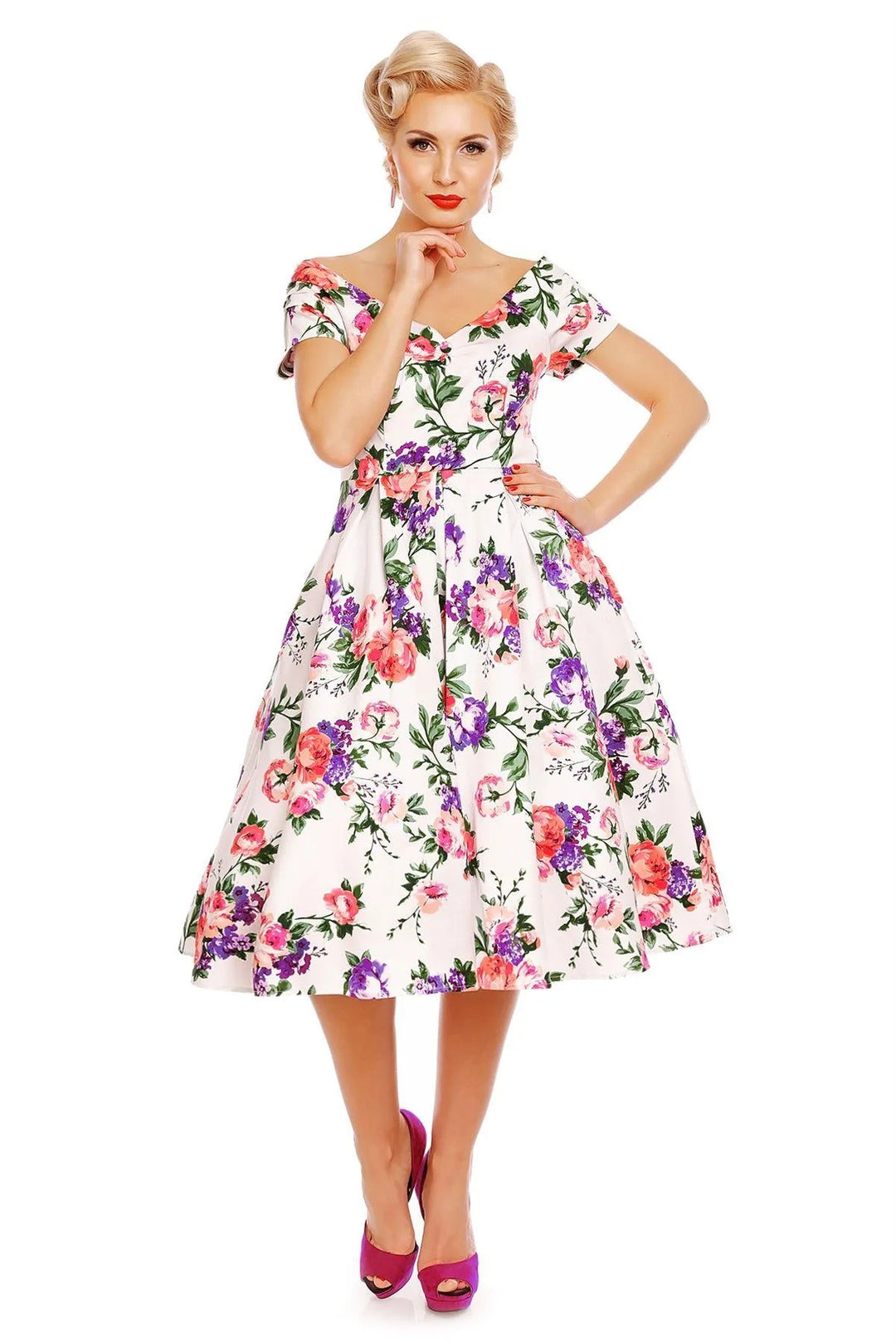 PREORDER - Lily White Floral Swing Dress - Expected dispatch 15th of September