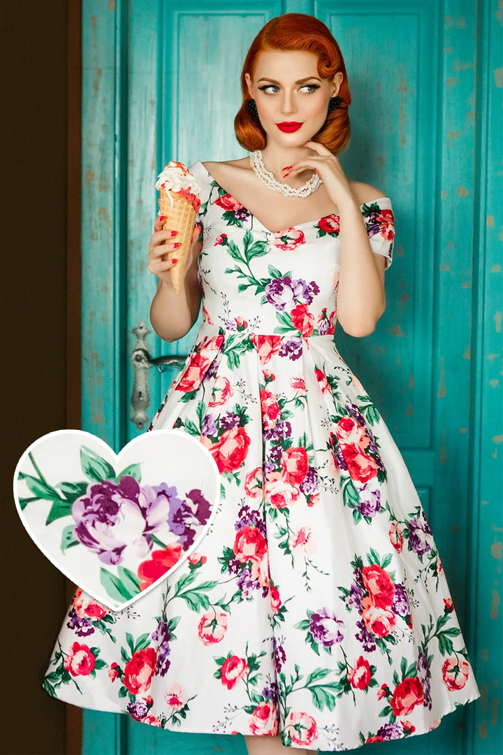 PREORDER - Lily White Floral Swing Dress - Expected dispatch 15th of September