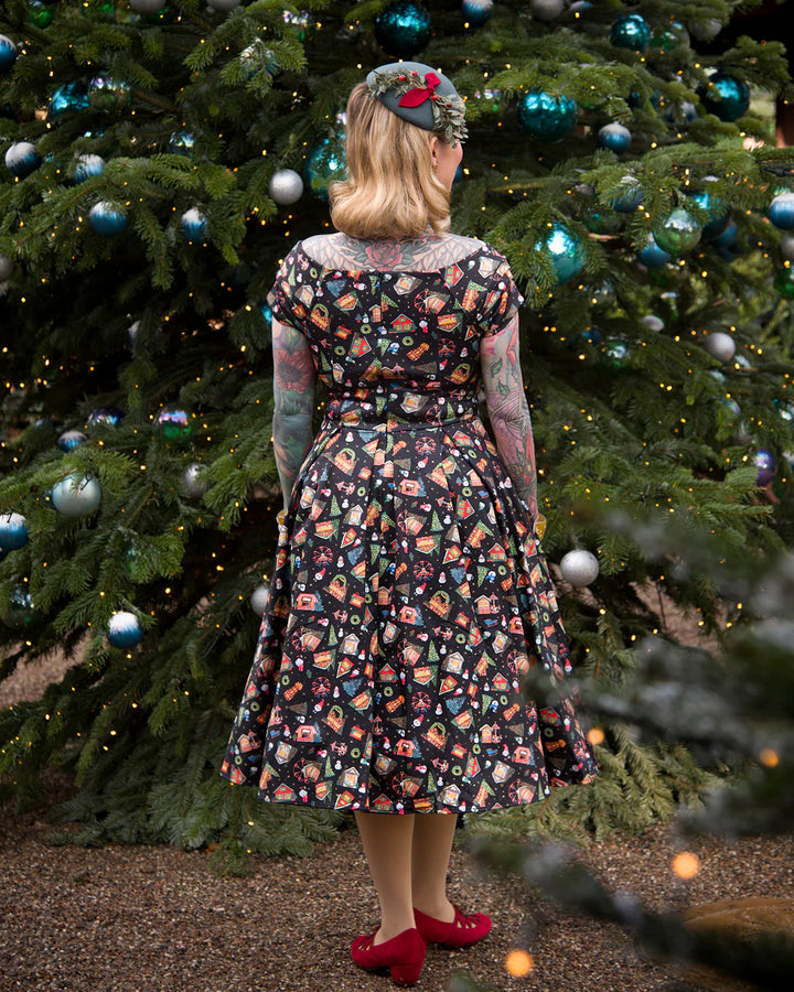 PREORDER - Lily Black Christmas Fair Swing Dress - Estimated dispatch 30th of October