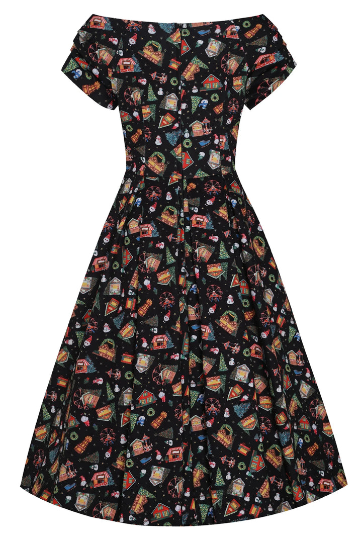 PREORDER - Lily Black Christmas Fair Swing Dress - Estimated dispatch 3rd of November