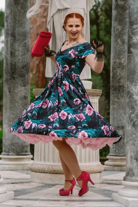 PREORDER - Lily Black Garden Swing Dress - Expected dispatch 15th of September