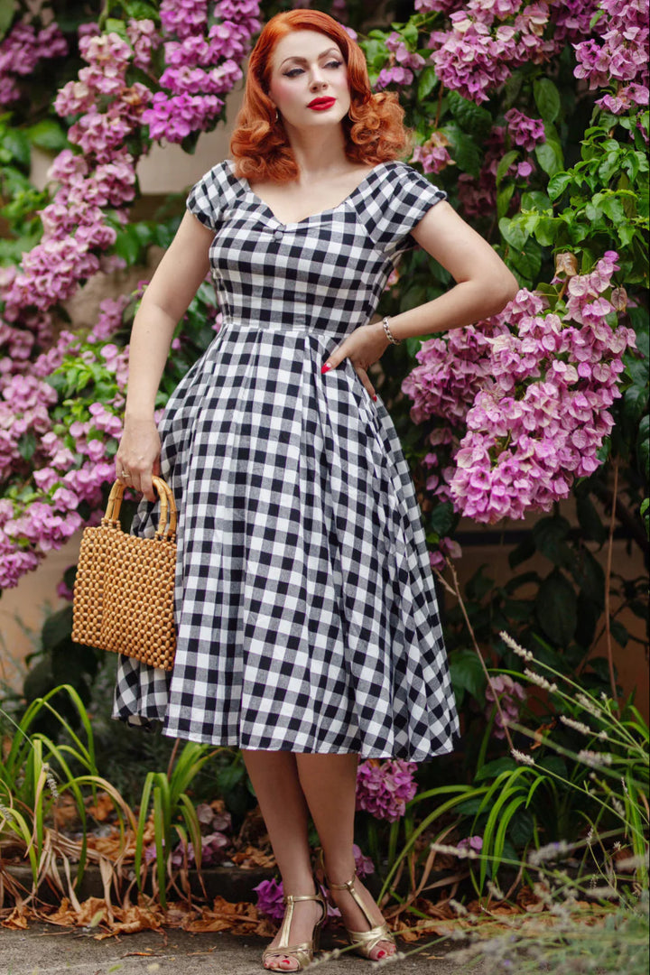 PREORDER - Lily Dress in Black and White Gingham - Estimated dispatch 30th of October