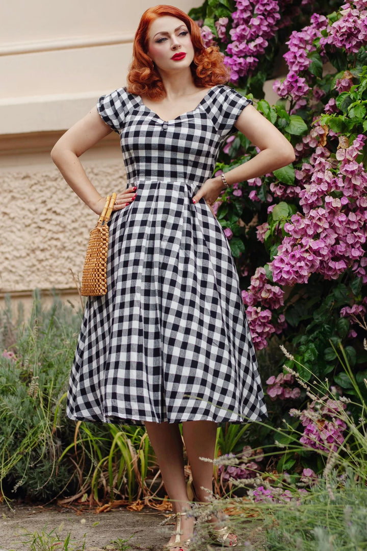 PREORDER - Lily Dress in Black and White Gingham - Estimated dispatch 30th of October