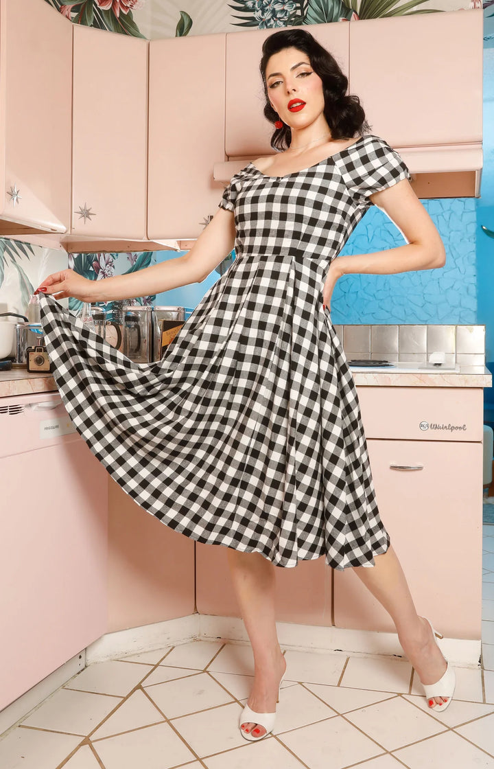 PREORDER - Lily Dress in Black and White Gingham - Estimated dispatch 30th of October