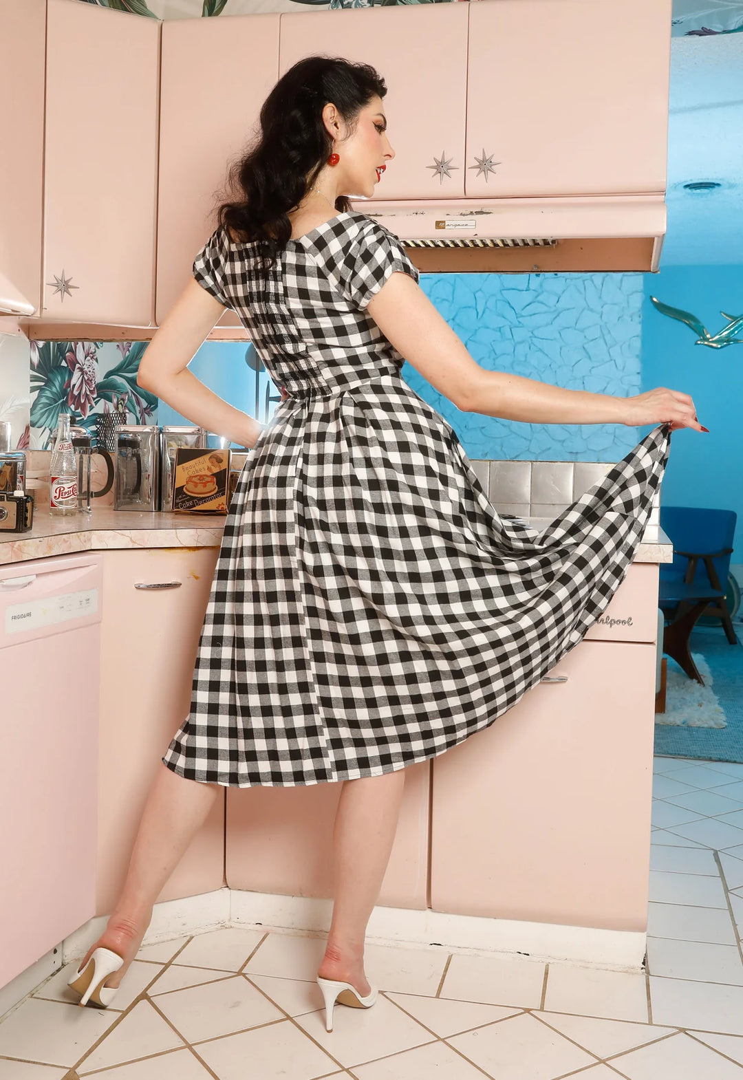 PREORDER - Lily Dress in Black and White Gingham - Estimated dispatch 30th of October