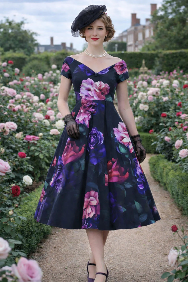 PREORDER - Lily Black Peony Dress - Expected dispatch 3rd of June