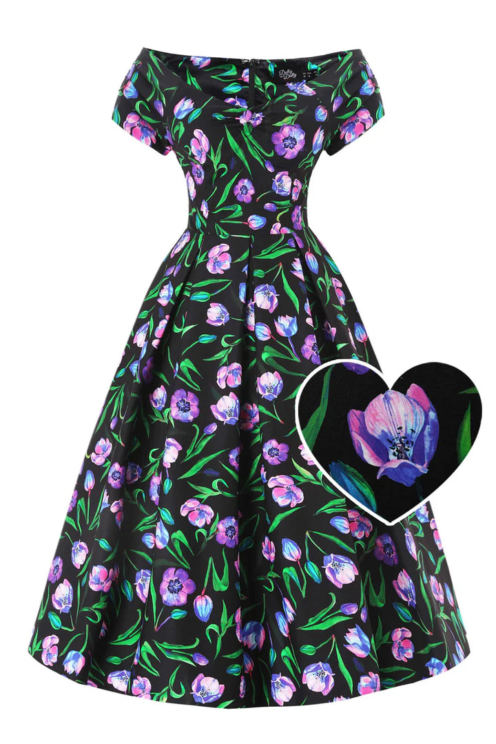 PREORDER - Lily Black Tulip Dress - Expected dispatch date of 6th of August