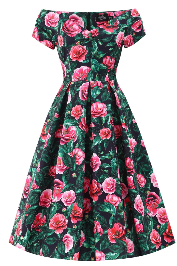 PREORDER - Lily Pink Camellia Swing Dress - Expected dispatch 15th of September
