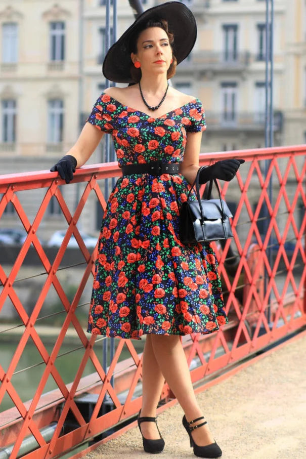 Lily Red Roses Dress - Preorder for dispatch 12th September