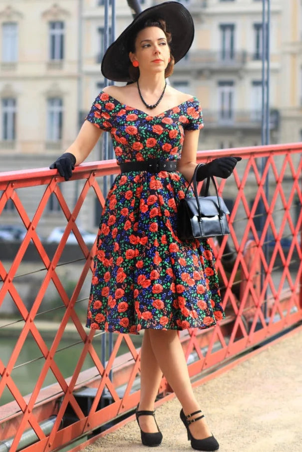 PREORDER - Lily Red Roses Swing Dress - Expected dispatch 15th of September