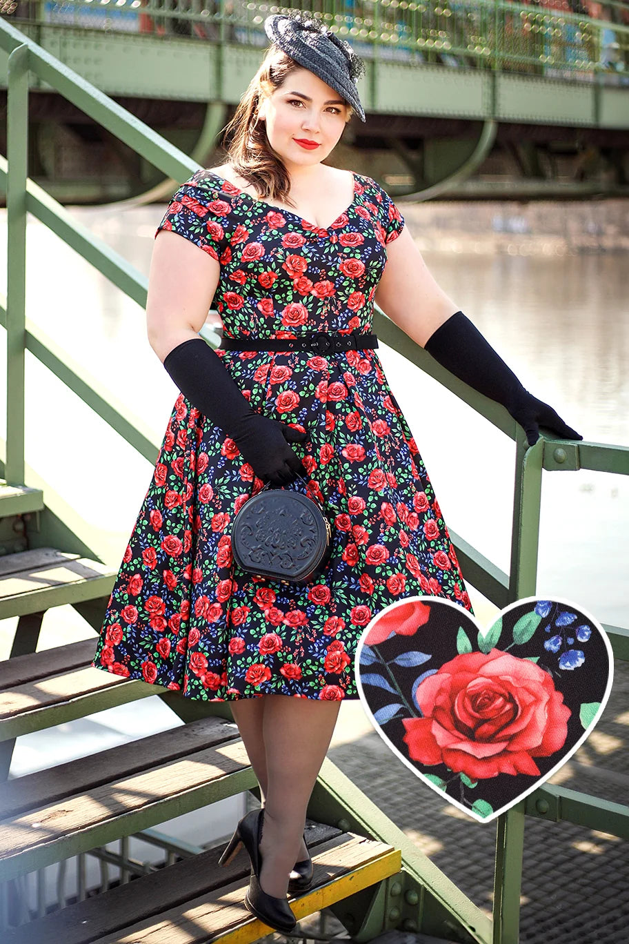 PREORDER - Lily Red Roses Swing Dress - Expected dispatch 15th of September