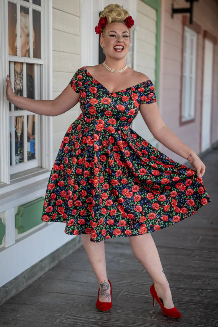 Lily Red Roses Dress - Preorder for dispatch 12th September