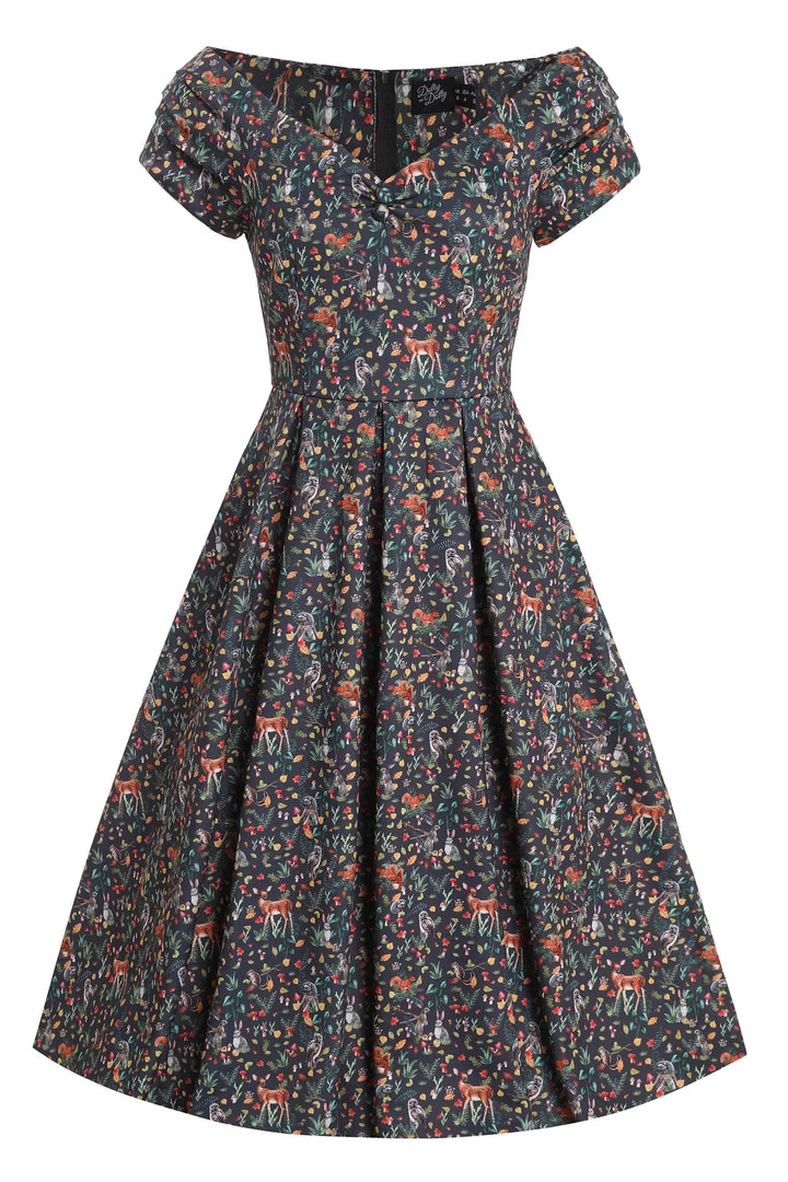 PREORDER - Owl & Deer Swing Dress - Expected dispatch 6th of August