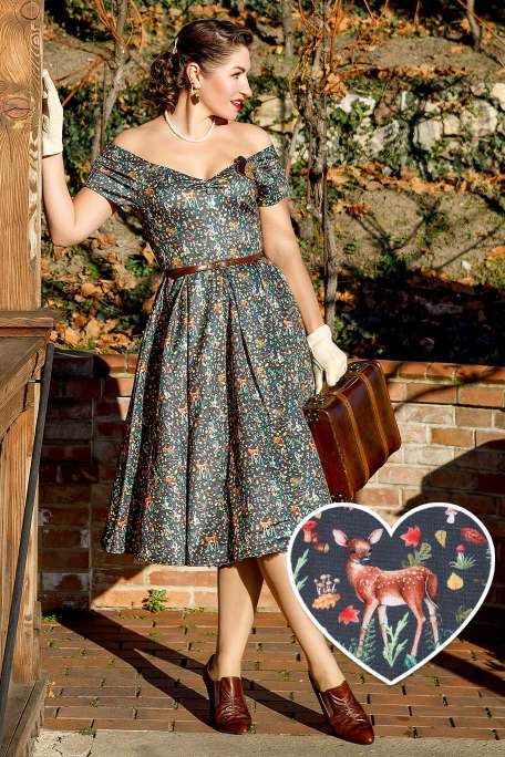 PREORDER - Owl & Deer Swing Dress - Expected dispatch 6th of August