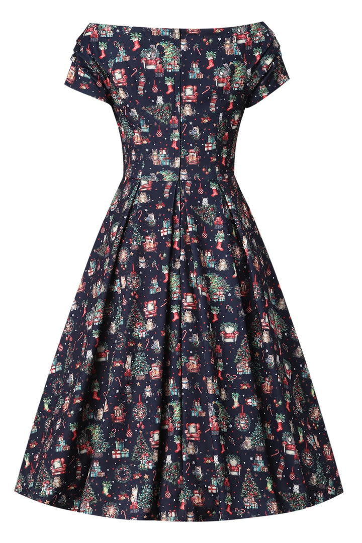 PREORDER - Lily Christmas Cats Swing Dress - Estimated dispatch 30th of October