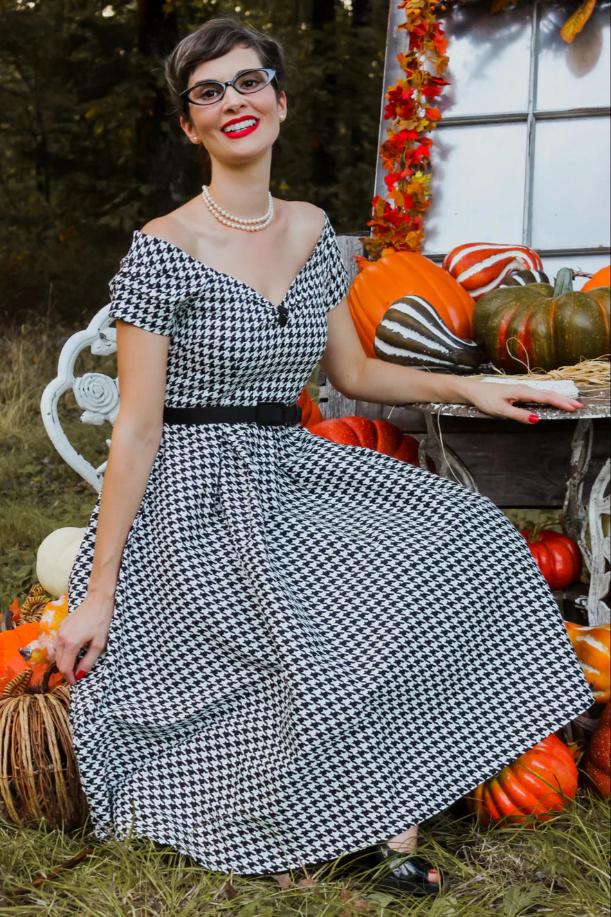 Lily Dog Tooth Swing Dress