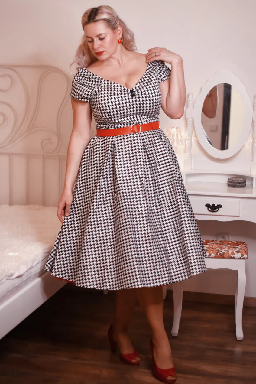 Lily Dog Tooth Swing Dress