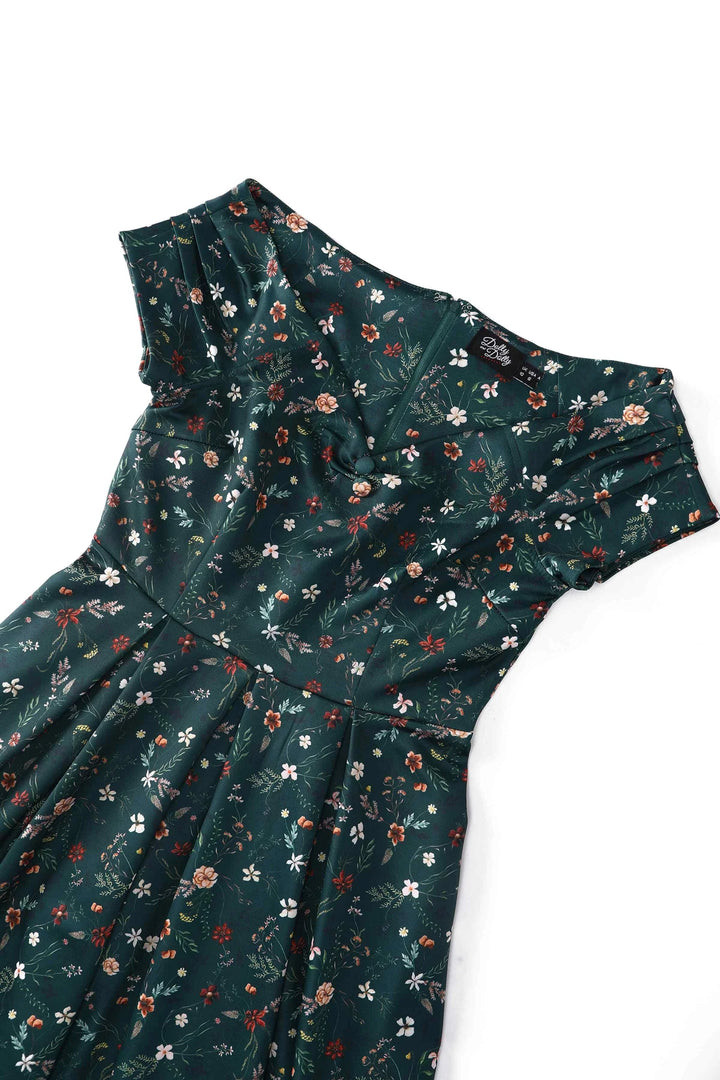 Lily Emerald Floral Swing Dress - Preorder for dispatch 12th of September