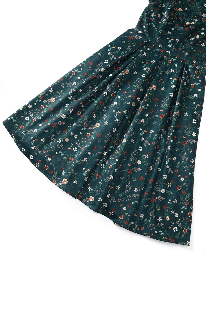 Lily Emerald Floral Swing Dress - Preorder for dispatch 12th of September