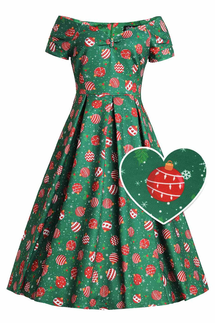 PREORDER - Lily Green Bauble Swing Dress - Estimated dispatch 5th of November