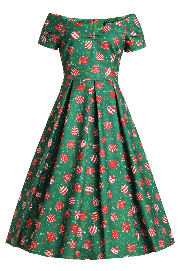 PREORDER - Lily Green Bauble Swing Dress - Estimated dispatch 5th of November