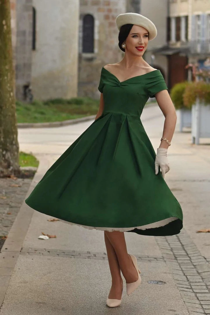 PREORDER - Lily Emerald Green Swing Dress - Expected dispatch 8th of October