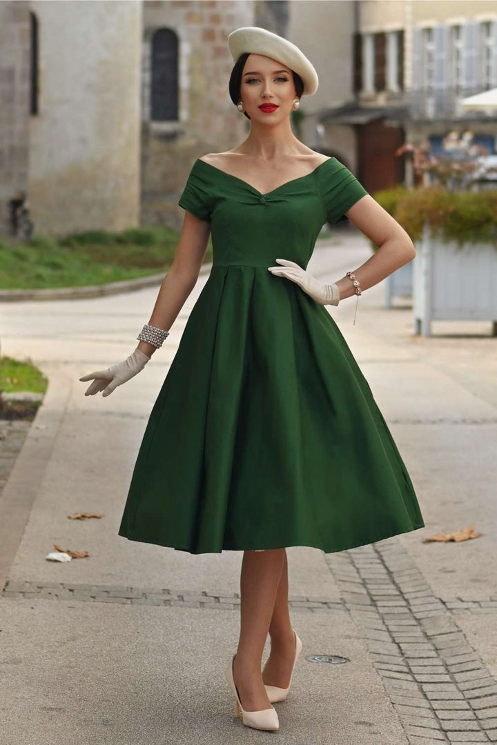 PREORDER - Lily Emerald Green Swing Dress - Expected dispatch 15th of September