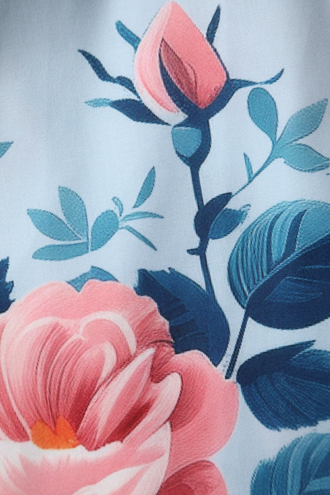 PREORDER - Lily Light Blue and Coral Rose Dress - Expected dispatch 9th October