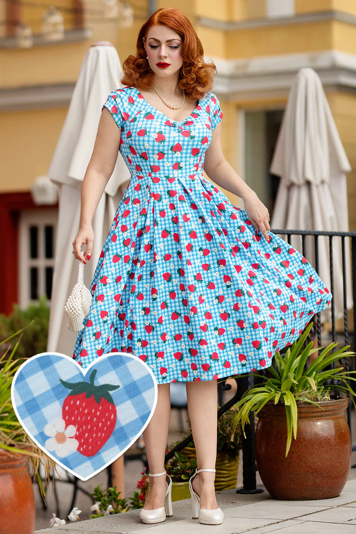 Lily Summer Strawberry Gingham Dress - Preorder for dispatch 12th September