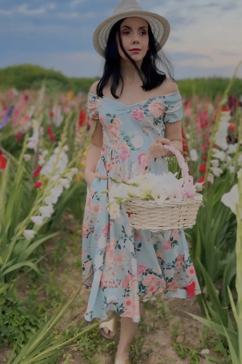 Lily Mint Floral Swing Dress - Preorder for dispatch 12th of September