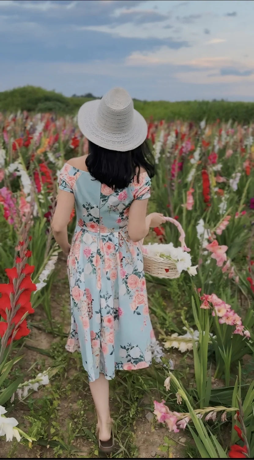 Lily Mint Floral Swing Dress - Preorder for dispatch 12th of September