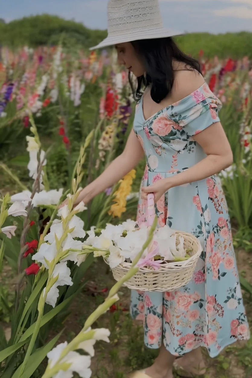 Lily Mint Floral Swing Dress - Preorder for dispatch 12th of September