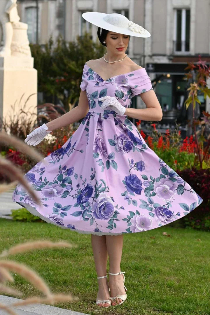 PREORDER - Lily Purple Floral Dress - Expected dispatch date 15th September
