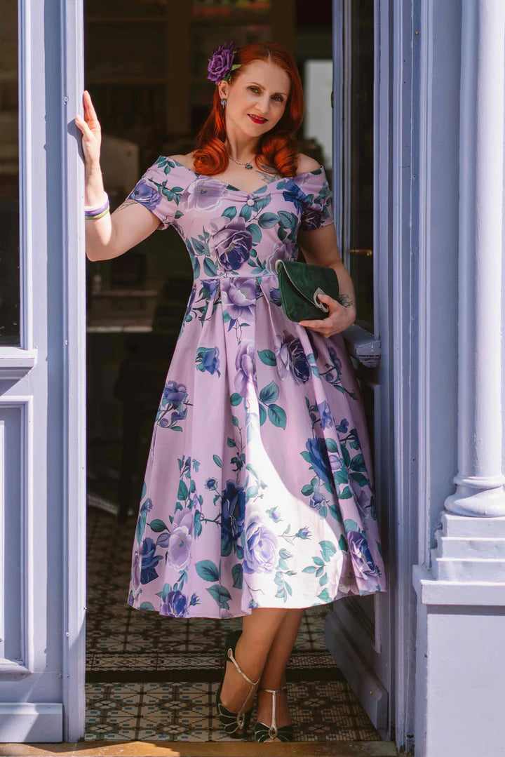 PREORDER - Lily Purple Floral Dress - Expected dispatch 21st October
