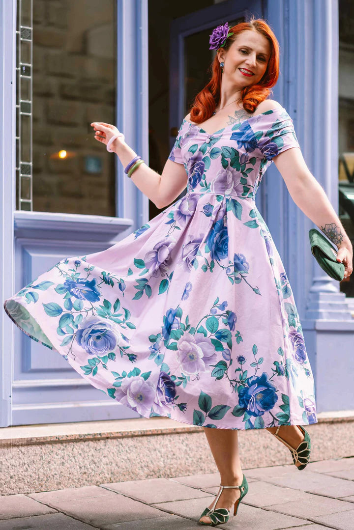 PREORDER - Lily Purple Floral Dress - Expected dispatch 21st October