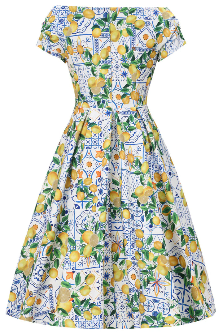 Lily Mediterranean Lemon Print Swing Dress - Preorder for dispatch 12th of September