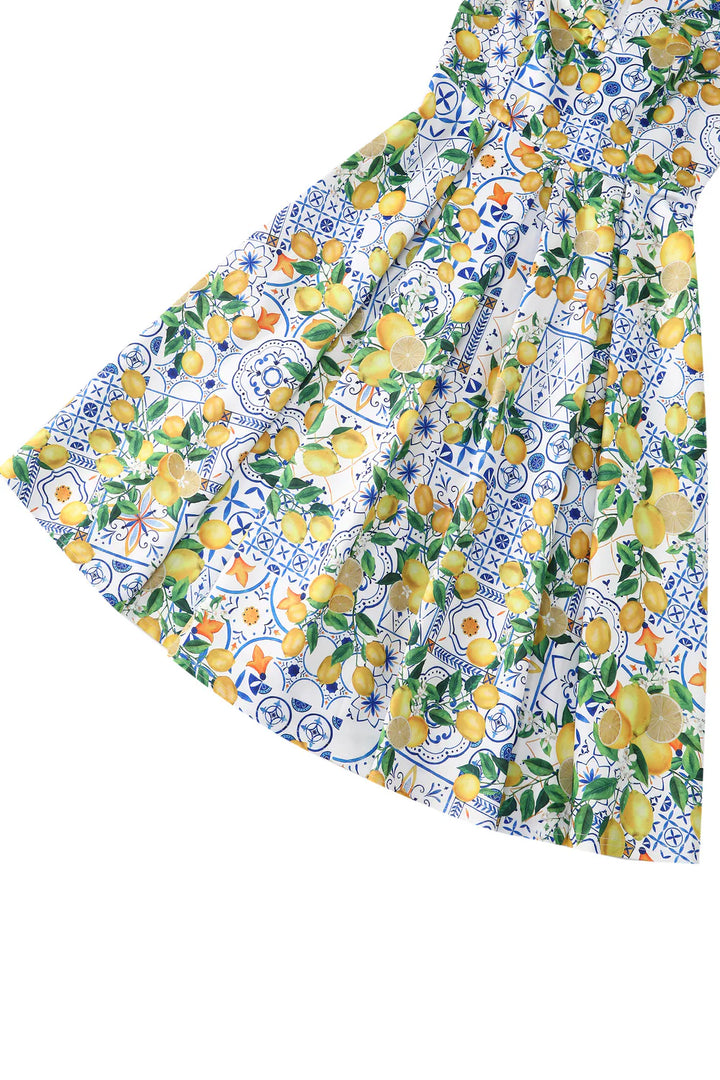 Lily Mediterranean Lemon Print Swing Dress - Preorder for dispatch 12th of September