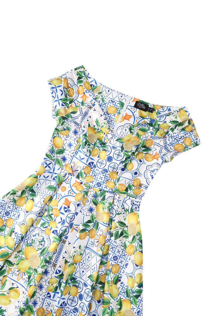 Lily Mediterranean Lemon Print Swing Dress - Preorder for dispatch 12th of September