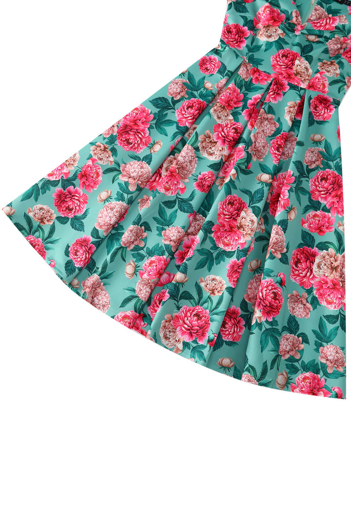 Lily Mint and Pink Peony Dress - Preorder for disdpatch 10th September
